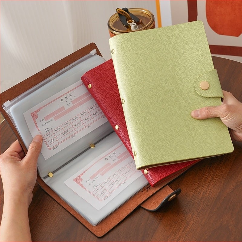 PU кожена книга за съхранение на депозитни разписки с магнитно закопчаване и държач за банкноти