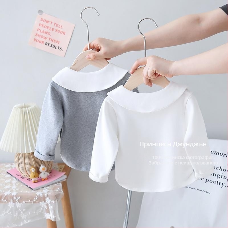 Детска тениска за момичета, корейски стил, дълъг ръкав, за пролет и есен