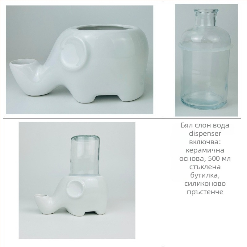 Котешка чешма за пиене — керамична, слоноподобен дизайн, без намокряне на брадичката, чаша с лице на Гарфийлд и плоско лице, разглобяема, модел Tf55