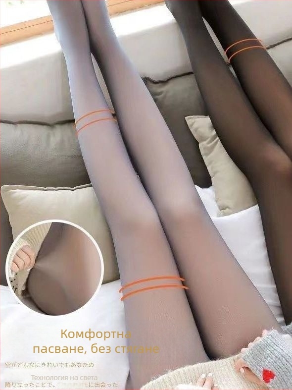 Дебели подплатени чорапогащи с ефект на гола кожа, едночастни, къса дължина, топли