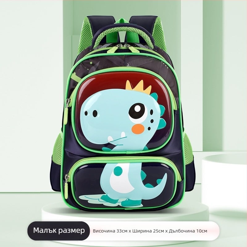 Детска раница за училище с животински мотив – Oxford плат, презрамки с въздушна подпора, за 1–2 клас, стил карикатура