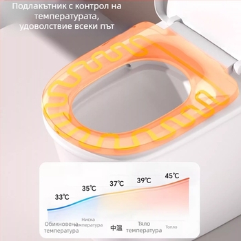 Интелигентна отопляема тоалетна седалка с три нива на температурата и тихо плавно спускане на капака, модел Av-6901, ПП дъска