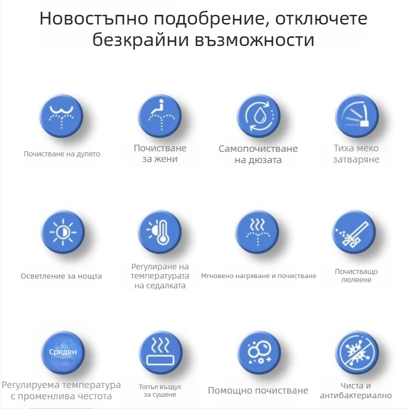 Интелигентен капак за тоалетна, ABS материал, мгновено нагряване, подгряване на седалката, регулиране на температурата на водата, модел V32