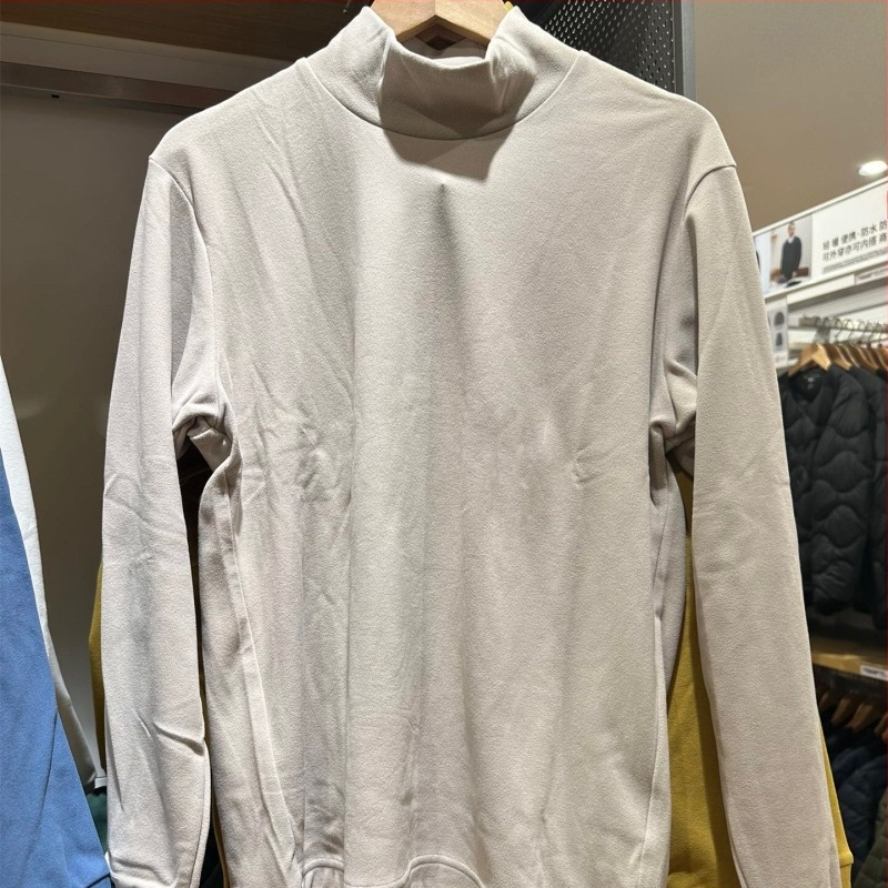 Мъжки лек флийс пуловер с висока яка, дълги ръкави, свободна кройка