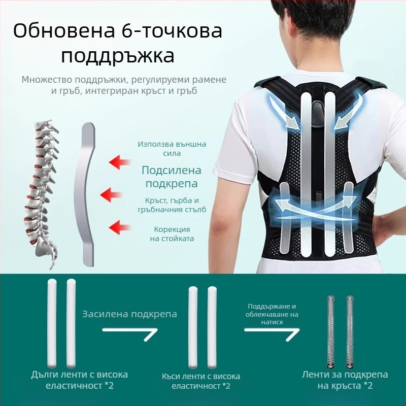 Коректор за стойка за възрастни — унисекс, невидимо отваряне на раменете, прав гръб, частична поддръжка, модел с куха конструкция