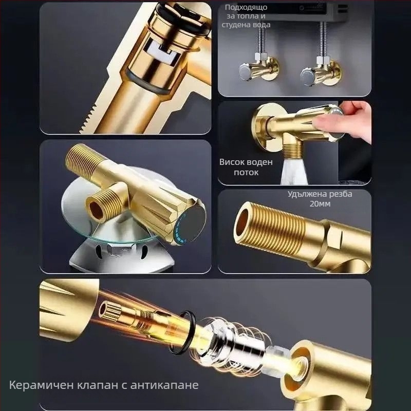 Ъглов вентил, 201 неръждаема стомана, стенен монтаж, универсално приложение, вътрешен диаметър 4 точки, нормално налягане