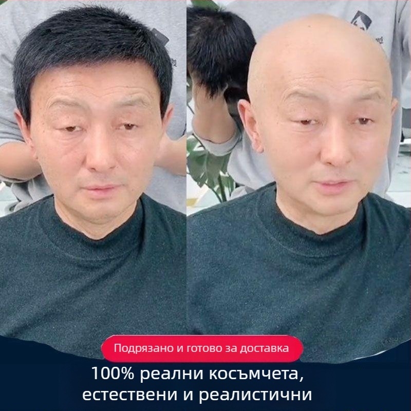 Мъжка перука от естествени коси, права, модел 9002, механизъм, за мъже
