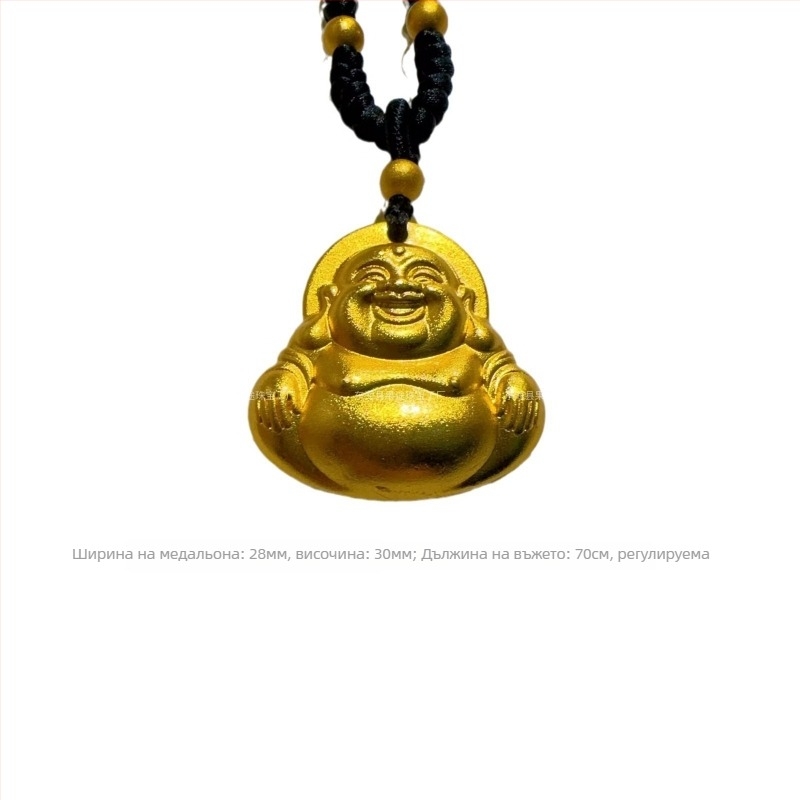 Колие с Будда: усмихнато лице и голям корем; метал, средновековен стил, пролет 2024