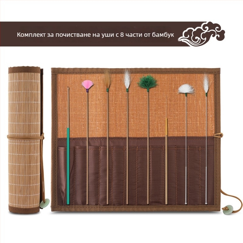 Ушна лъжичка - без светене - Haifu неръждаема стомана, бамбук и дърво - опаковка 100 бр.