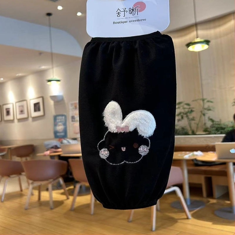 Ръкавни протектори A-186 за възрастни жени – заешка козина, устойчиви на петна, бродирани