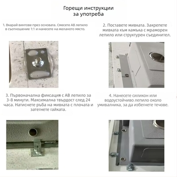 Неръждаеми крепежни елементи за умивалник под каменен плот; Материал: метал; Модел: неръждаеми крепежи за умивалник; Стил: Друг