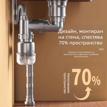 Комплект за оттичане на кухненска мивка с двойно корито | ABS материал | модел 042 | двойна глава дизайн | универсално използване | анти-миризма