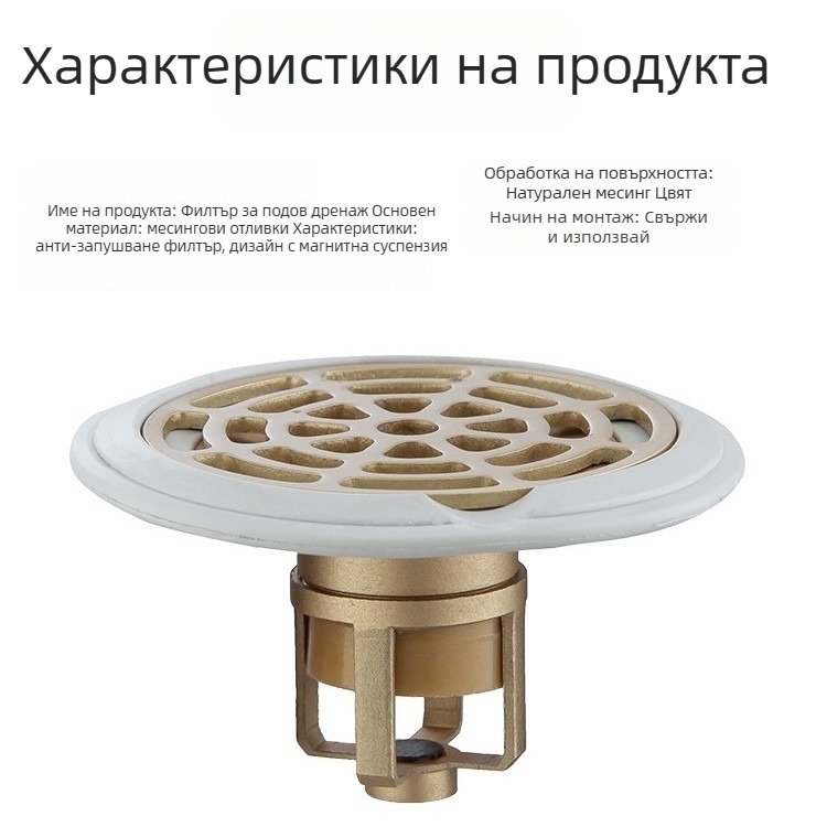 Филтър за кухненска мивка, месингов корпус и ABS кошница, тегло 100 g, марка Nine Rong, произход Континентален Китай