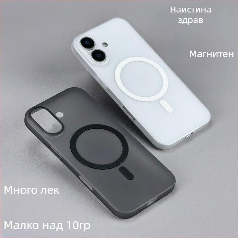 Супертънък магнитен PP калъф за iPhone 17 Pro Max, прозрачен матов твърд кейс