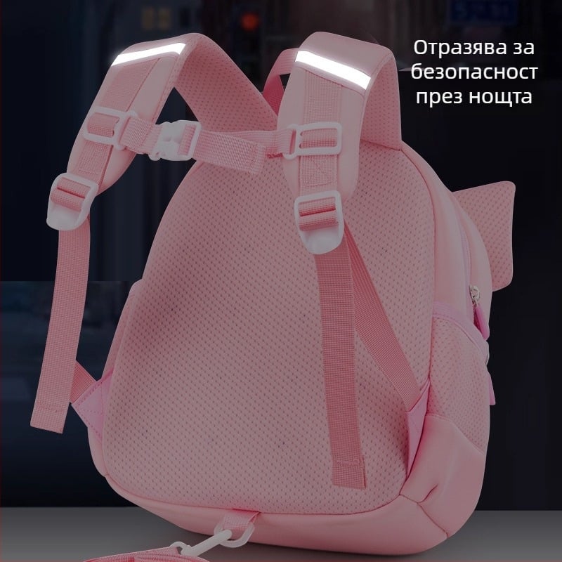 Лека детска раница за детска градина с анимационен принт, дишащ Oxford плат, ултра-лека, PU подплата, извити презрамки, животински мотив