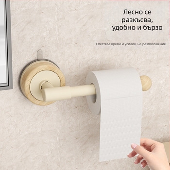 Стенно монтиран държател за тоалетна хартия с вакуумно закрепване, неръждаема стомана, кръгла форма, ABS повърхност, стил лайт лукс