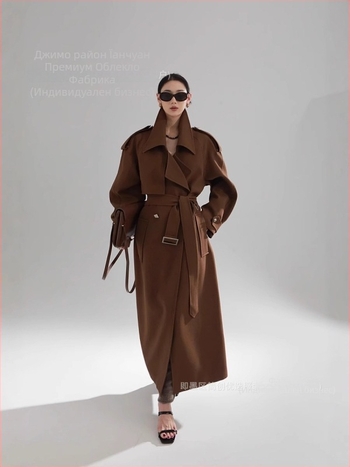 Дамско палто от полиестер, средна дължина, свободна кройка, костюмно яке, еднобортно закопчаване