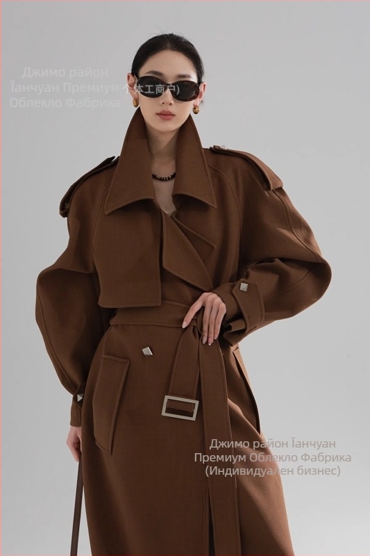 Дамско палто от полиестер, средна дължина, свободна кройка, костюмно яке, еднобортно закопчаване