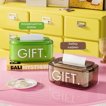 Кутия за салфетки с вградена пружина, голям капацитет, PP материал, настолен монтаж, издърпваща се