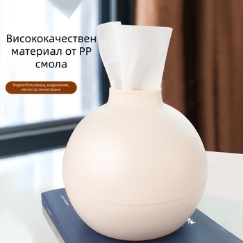 Кръгла матова кутия за салфетки, PP материал, модел Ball tissue box, 32 броя, мултифункционална поставка за салфетки, стил модерна простота.