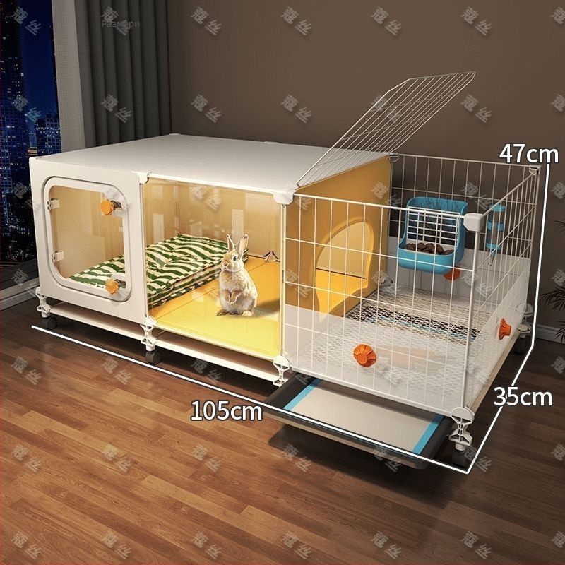Клетка за зайци с интегрирана тоалетна против пръскане на урината, голяма вътрешна къща за домашни любимци (за зайци, морски свинчета и хамстери) — пластмасова, гнездо за домашни любимци, фабрично директно персонализиране за международна търговия, ексклузи