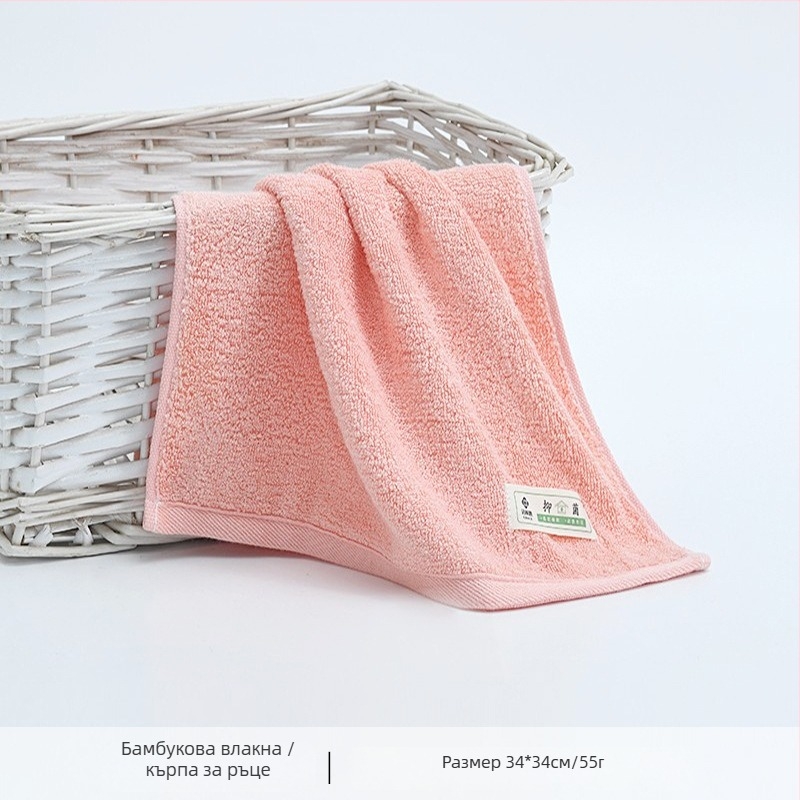 Бебешка квадратна кърпа за лице от бамбук с бродирано лого, 60g, 32 нишки, слуб прежда