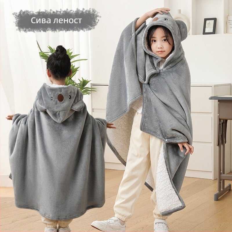 Детска пелерина-одеяло за дрямка – зимно, плътно флисово, полиестер фибър, 350 г, есен-зима, анимационен мотив