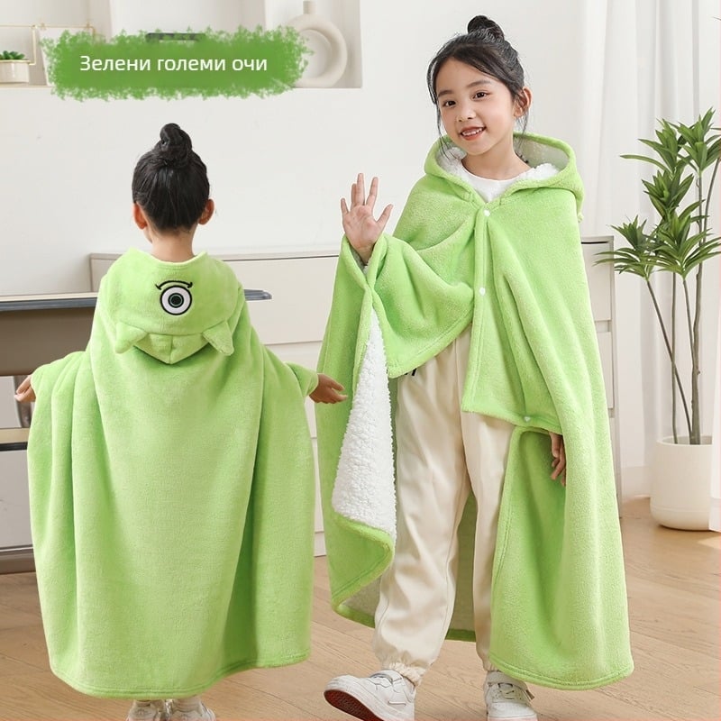 Детска пелерина-одеяло за дрямка – зимно, плътно флисово, полиестер фибър, 350 г, есен-зима, анимационен мотив