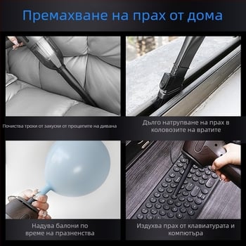 Автомобилен вакуум за почистване с мощно всмукване, безжичен компактен ръчен вакуум, духане и всмукване в едно