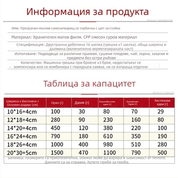 Stand-Up торба Centrino, PET-PE двойслойна опаковка, матово запечатване торба, дължина на запечатване 10–30 см, за подаръци и хранителна опаковка