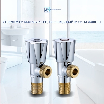 Ъглов клапан за баня с един вход и два изхода, месинг, модел KM-1978, вградена инсталация (KM-1978; 50; Ø10; вградена; месинг)