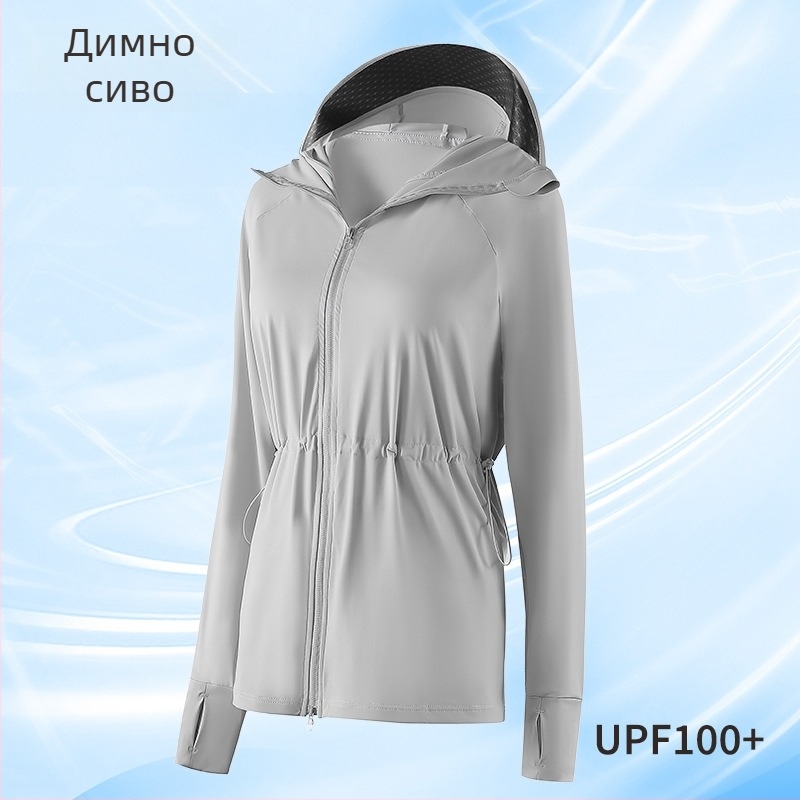 Дамско спортно ветровило с UV защита UPF100+, дишащо, с качулка; материя 82% найлон / 18% спандекс; модел F017