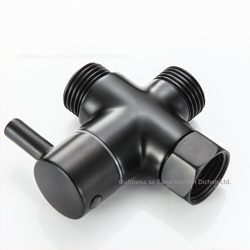 Три-портов меден водоразпределител за душ: 1 вход/2 изхода, резбова връзка, електроплатинг, 0.8–1.2 MPa, 0–90°C