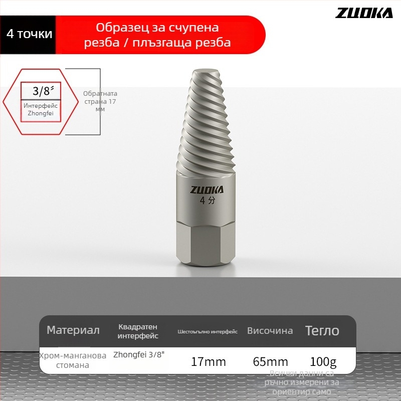 Екстрактор за водопроводни тръби, хромолибденова стомана, марка Left card, тегло 0.2