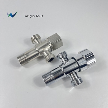 K201 тройно-ъглов вентил от неръждаема стомана | един вход, два изхода | за тоалетна и водонагревател | ръчна инсталация