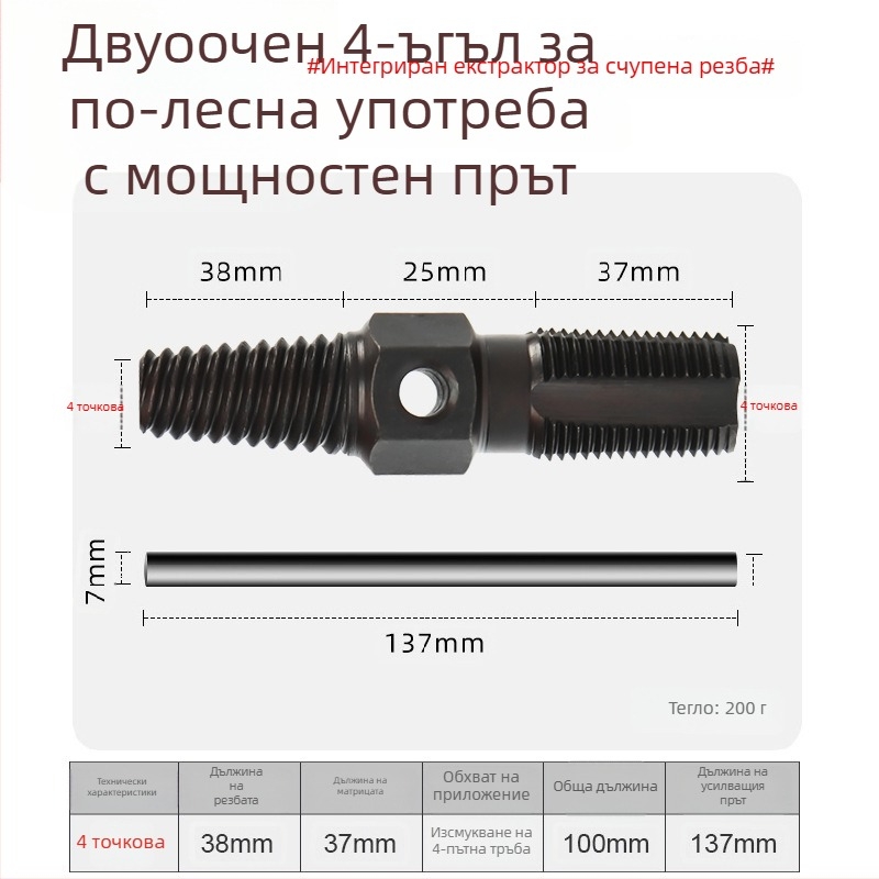 Извадчик на резби за кранове и тръби – стоманен водопроводен инструмент за износени или счупени резби