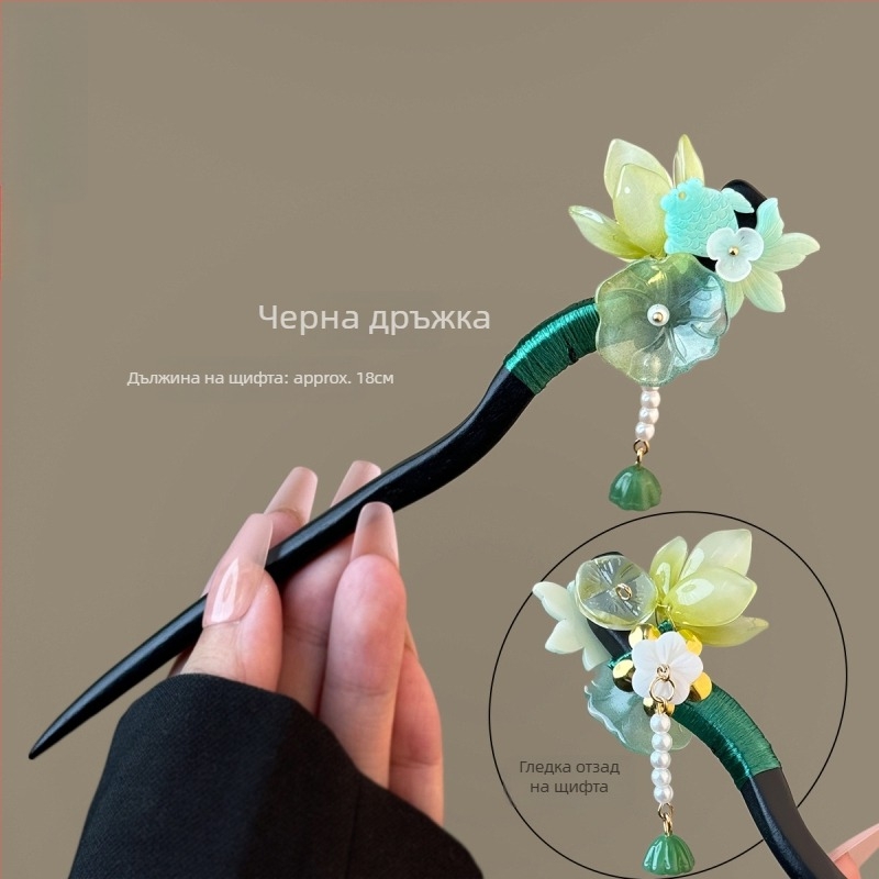 Дървена щипка за коса в нов китайски стил, флорална форма, аксесоар за глава, лансирана пролет 2025