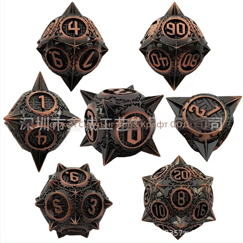 Метален комплект зарове за D&D | цинкова сплав | 20-странични | Xincheng | 100 броя | възможност за персонализация