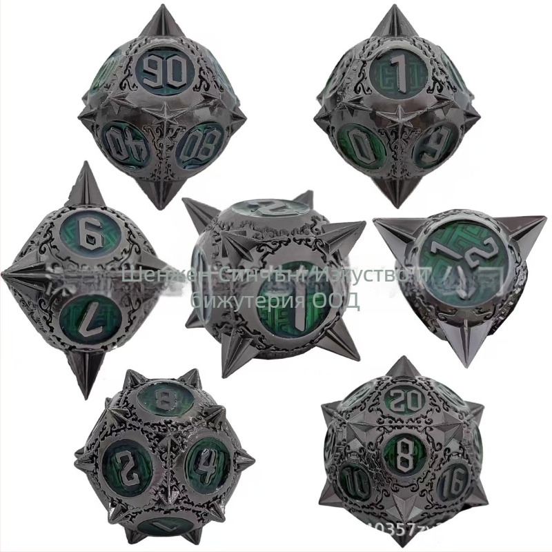 Метален комплект зарове за D&D | цинкова сплав | 20-странични | Xincheng | 100 броя | възможност за персонализация