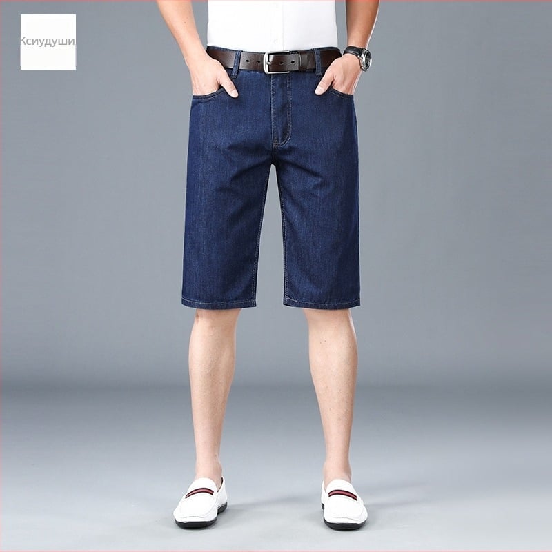 Мъжки памук-полиестер къси панталони, средна дължина, права кройка, летен сезон 2024, 72% памук / 26% полиестер / 2% полиуретанов еластичен влакна