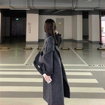 Женско палто от Chenille с спандекс, есен 2025, къс стил 40–50 см, 3/4 ръкави, полуотворена яка