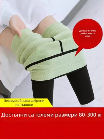 Панталони Sharkskin с подплата от флис, екстра дебели, висока талия, топли, за възрастни жени, молив кройка, стегнат силует, полиестер