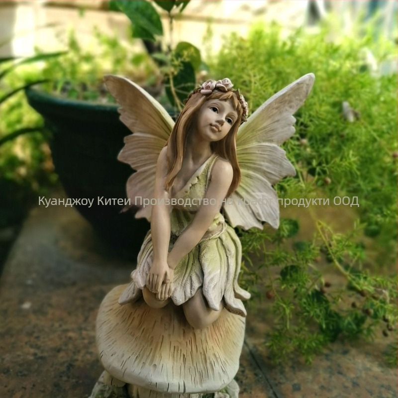 Градинска фея-фигура — Qite Art, карикатурна скулптура от синтетична смола, пластмаса/смола, картонена опаковка