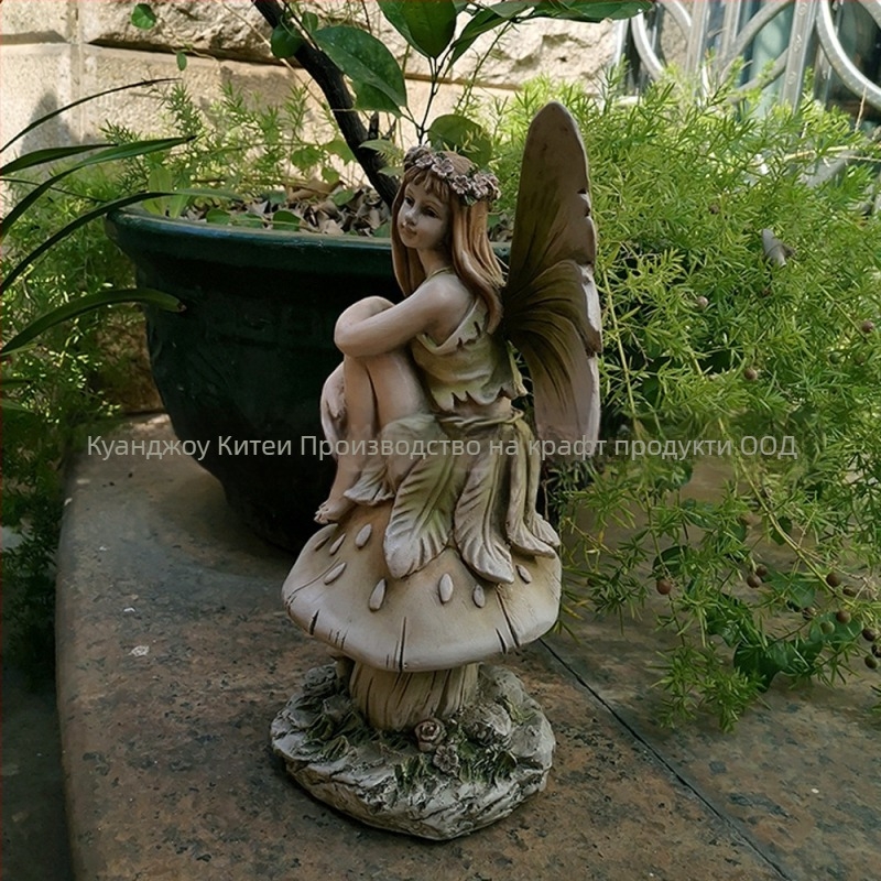 Градинска фея-фигура — Qite Art, карикатурна скулптура от синтетична смола, пластмаса/смола, картонена опаковка