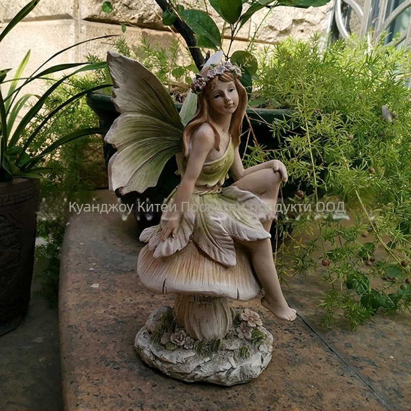 Градинска фея-фигура — Qite Art, карикатурна скулптура от синтетична смола, пластмаса/смола, картонена опаковка