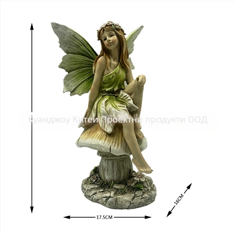 Градинска фея-фигура — Qite Art, карикатурна скулптура от синтетична смола, пластмаса/смола, картонена опаковка