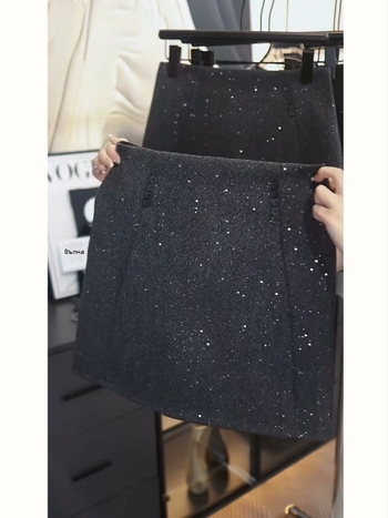 Пола А-образна за жени с 3D ефект, корейски стил, полиестер и еластан, Type A, подходяща за ябълковидна фигура