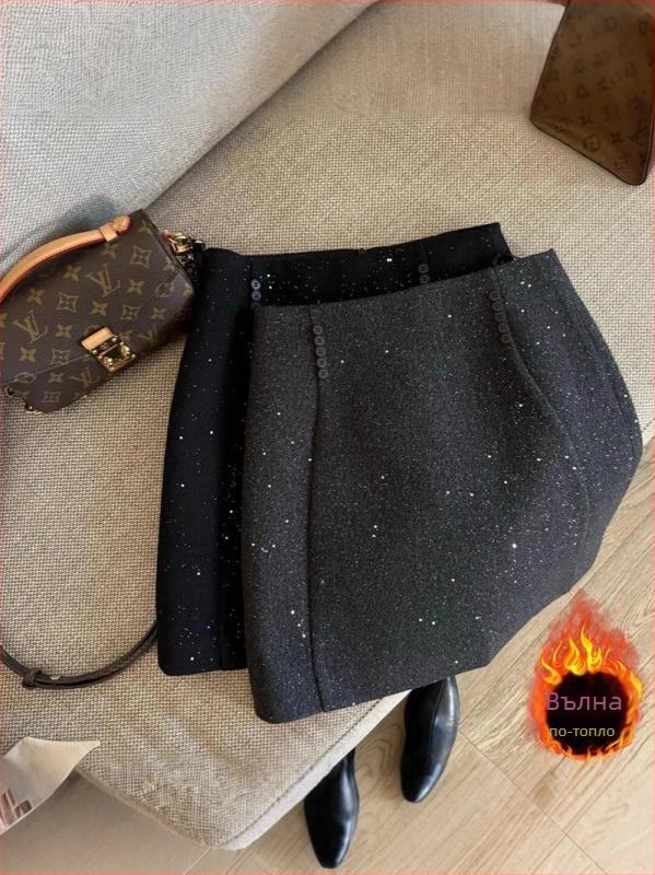 Пола А-образна за жени с 3D ефект, корейски стил, полиестер и еластан, Type A, подходяща за ябълковидна фигура