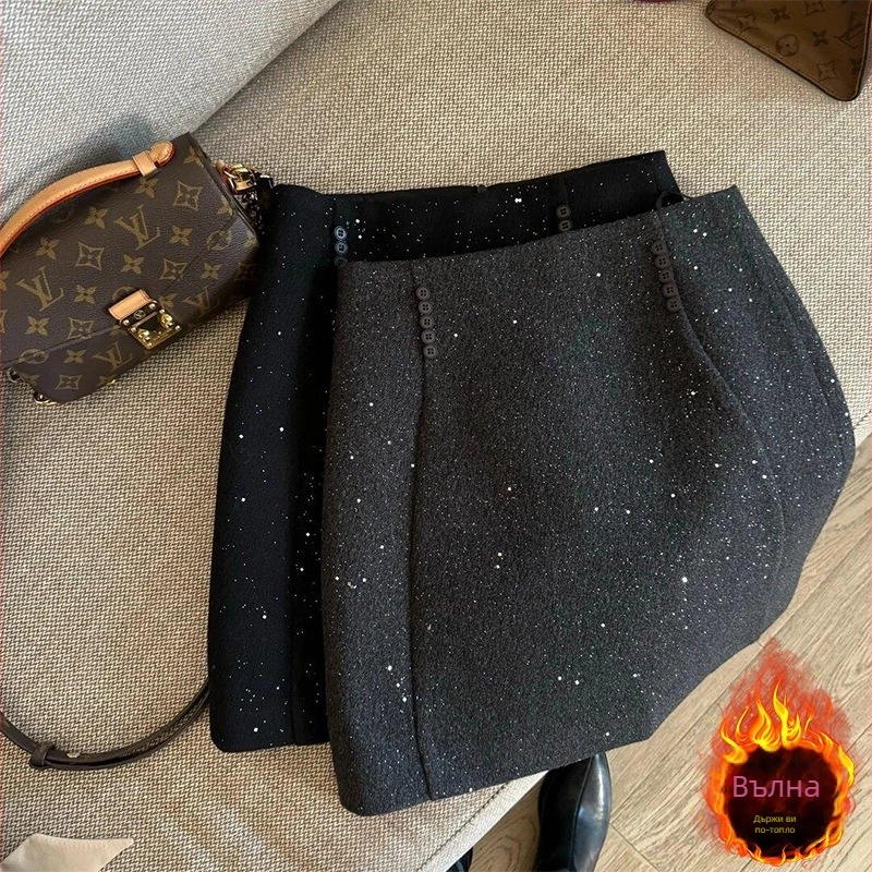 Пола А-образна за жени с 3D ефект, корейски стил, полиестер и еластан, Type A, подходяща за ябълковидна фигура