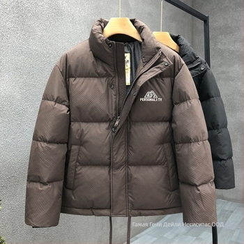 Мъжко пухено яке с качулка и стояща яка, 100% бял гъши пух, пухова плътност 550, удължен модел